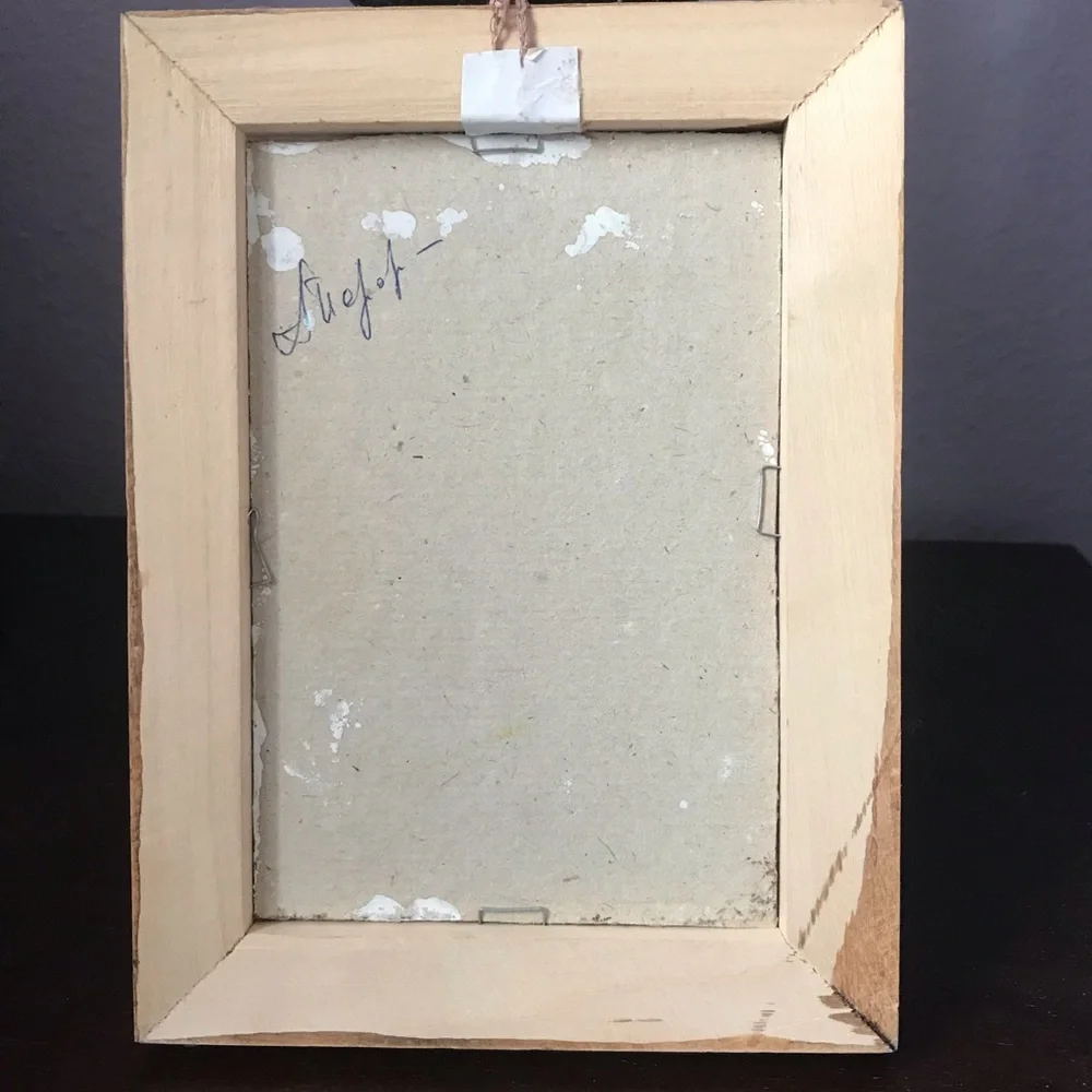 Vintage miniature original painting in the frame